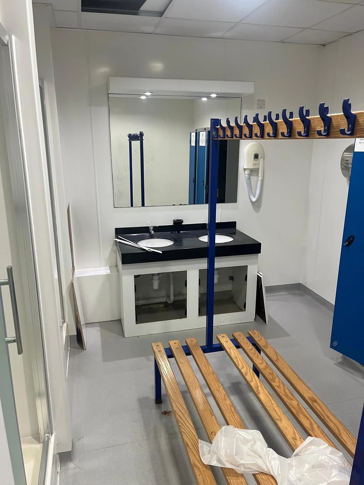 Commercial washroom area after maintenance work