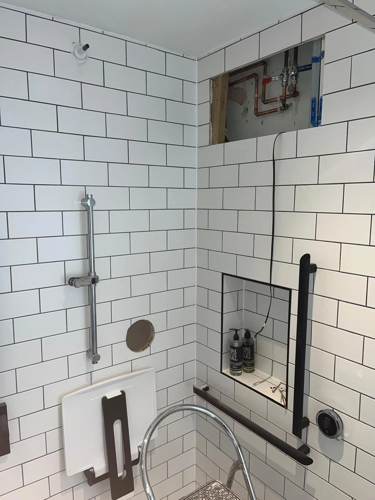 Finished shower after repair work