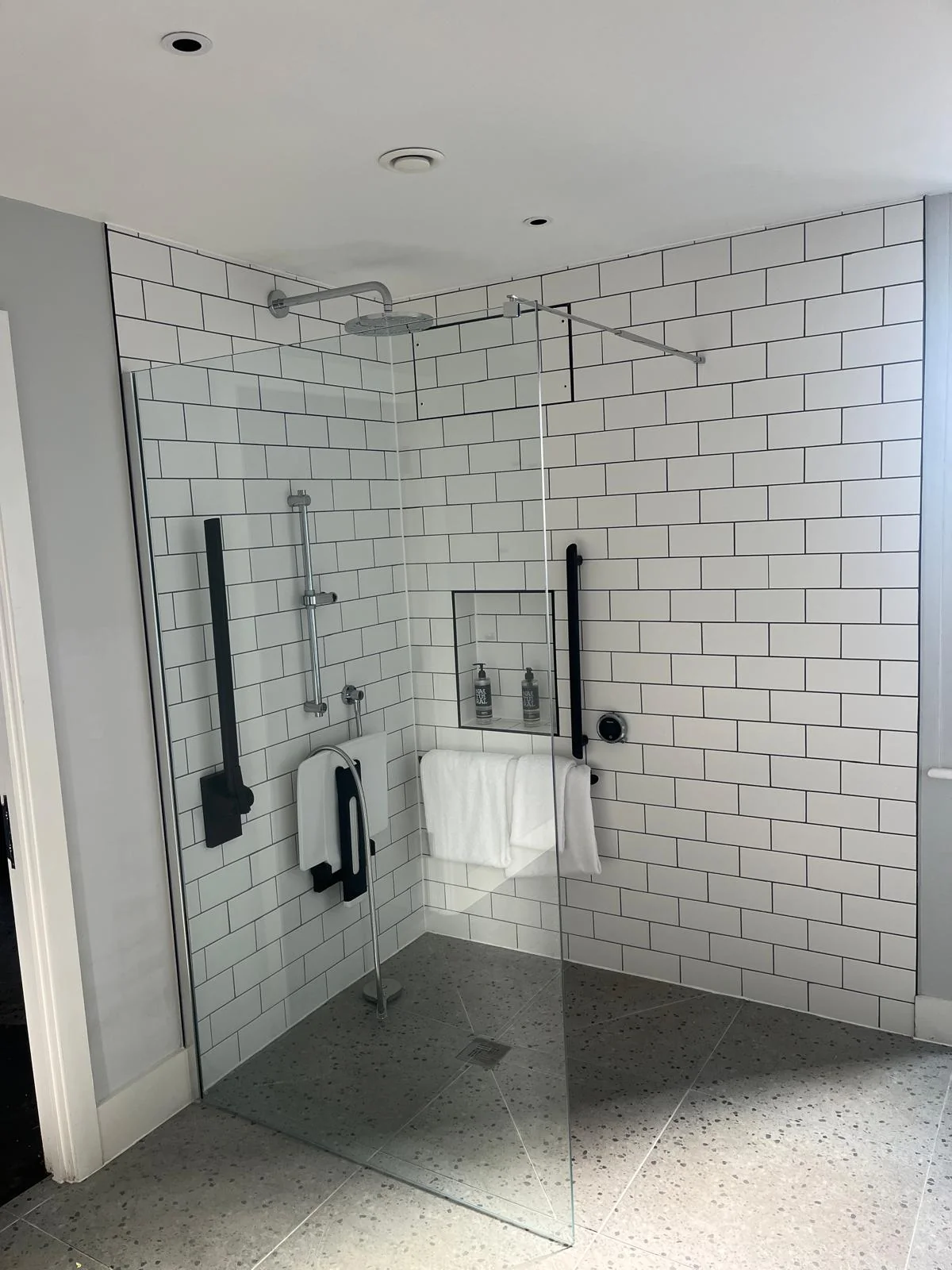 Accessible shower pipework prepared before controls were fitted