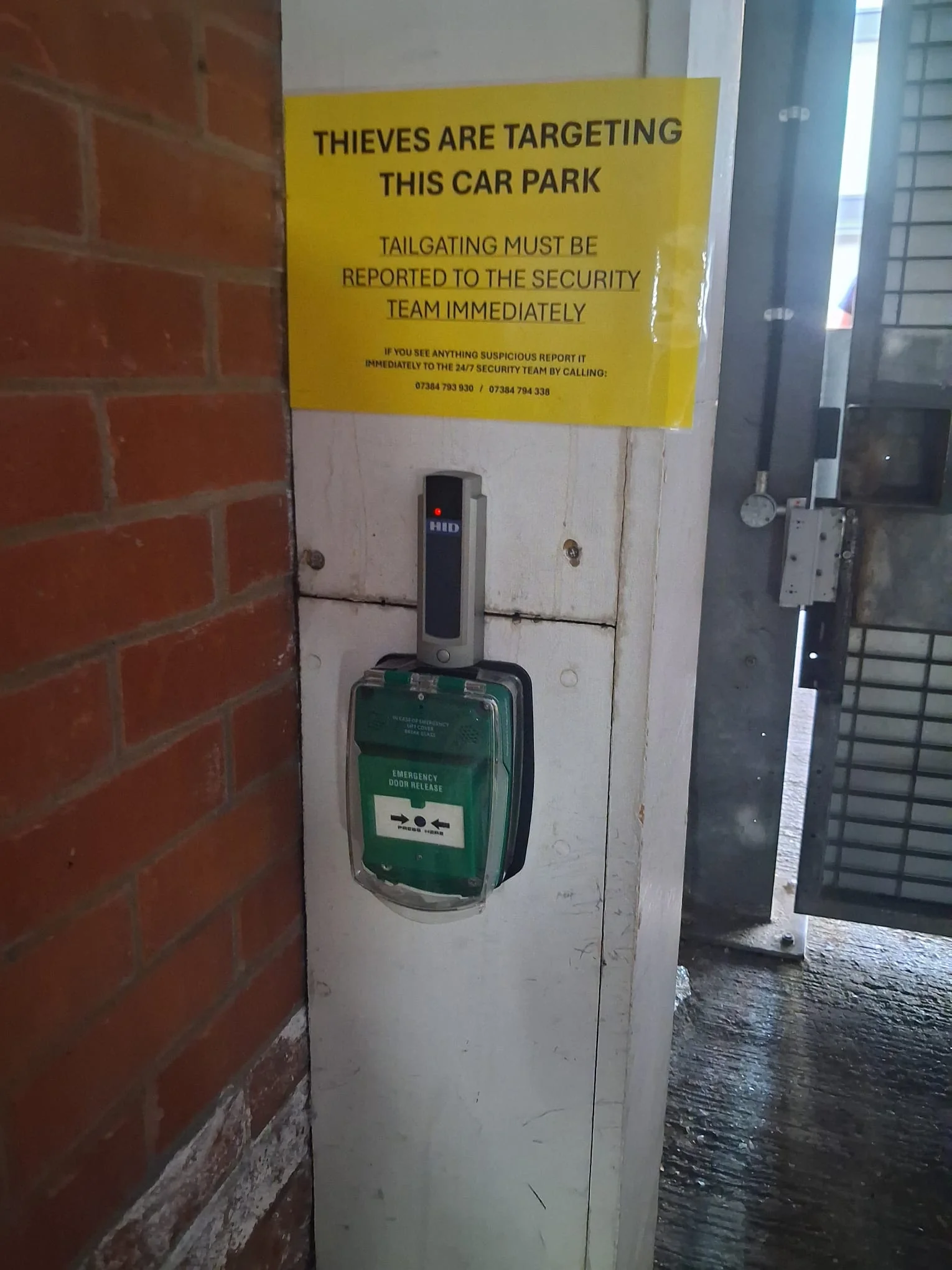 Door entry system wiring exposed during fault investigation
