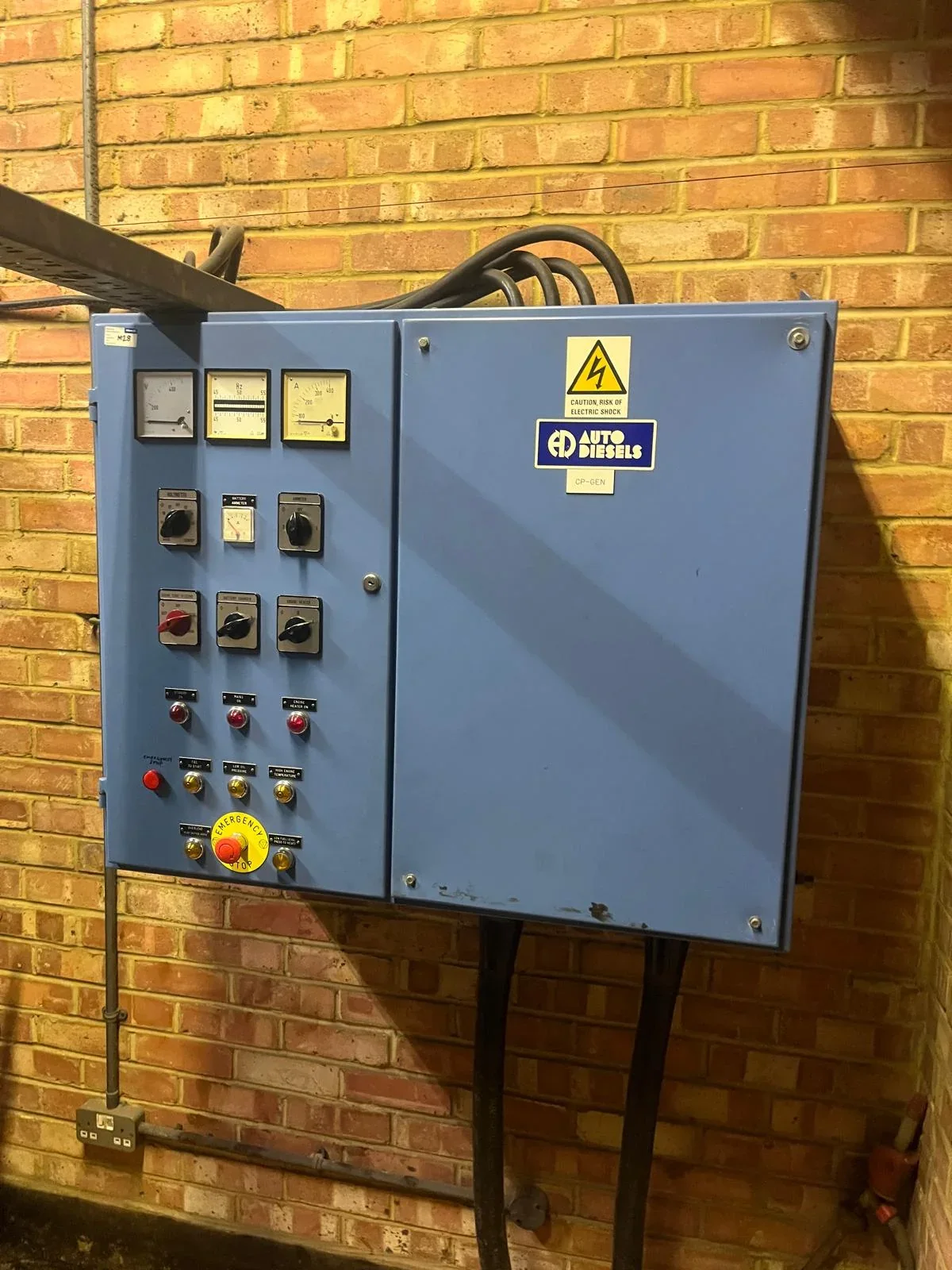 Generator control panel during electrical inspection